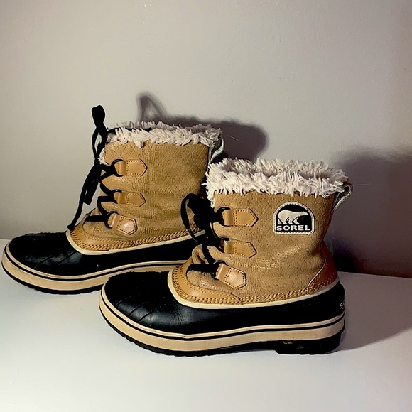 SOREL Tivoli Suede Buff Short LaceUp Snow Winter Boots Waterproof Insulated Sz 7 - Picture 2 of 9